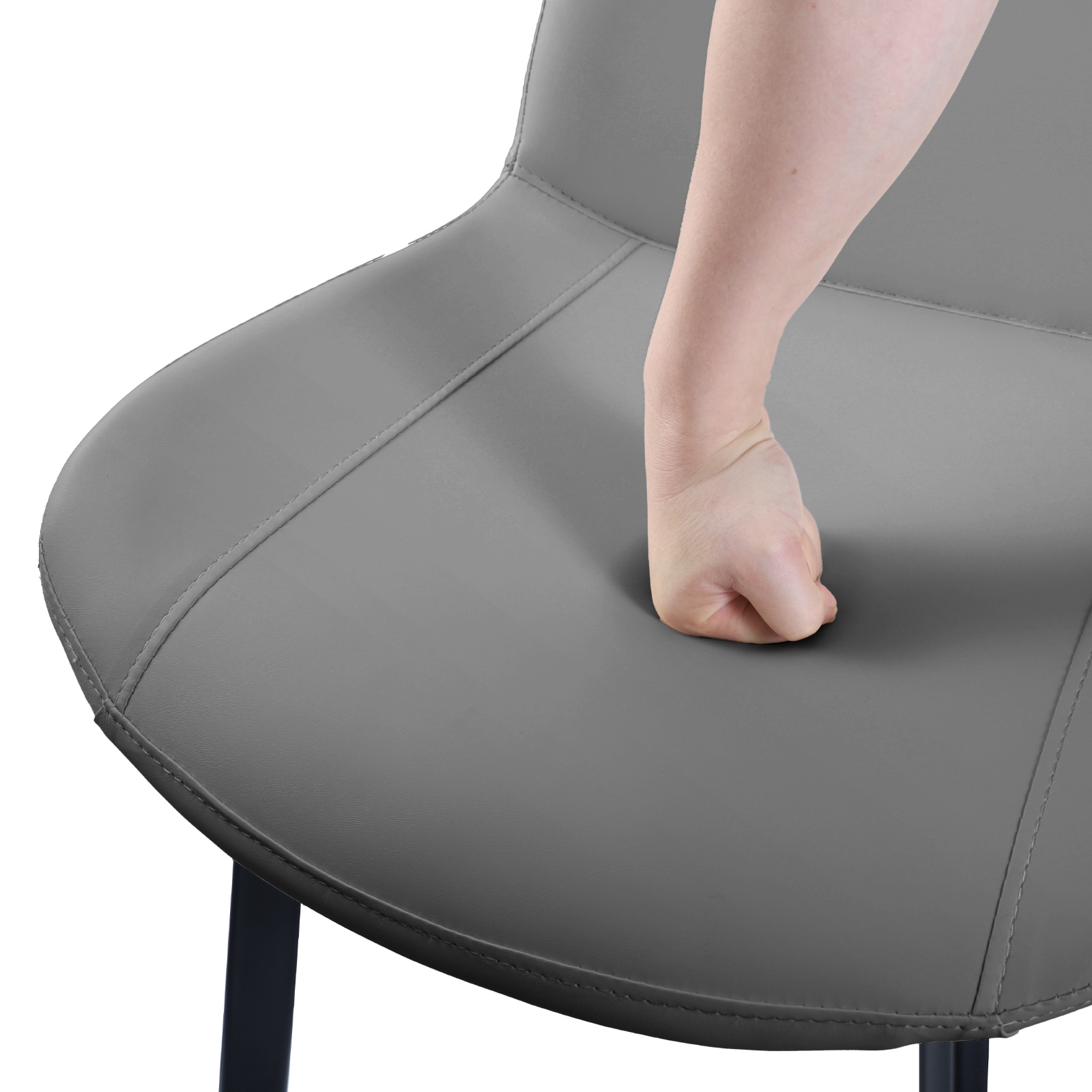 Grey PU Leather Dining Chair With Metal Legs, Modern Upholstered Chair Set Of 4 For Kitchen, Restaurant, Living, Meeting Room_voghion.com
